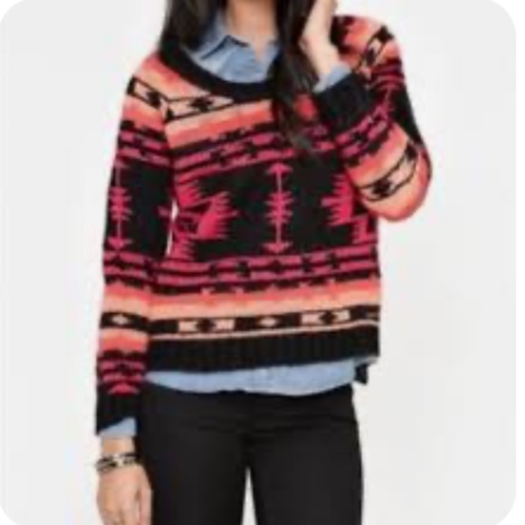 Roxy Aztec Sweater Small | Colorful Cozy Knit Pullover | Boho Cabincore - Picture 3 of 9